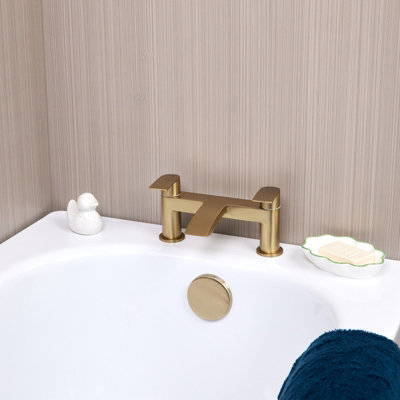 Flode Falun Bath Filler Tap Brushed Brass from B&Q