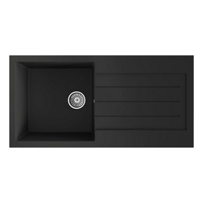 Flode Vanern 1.0 Bowl Comite Kitchen SinkInset With Drainer And Strainer Waste 1000mm X 500mm Matt Black from B&Q