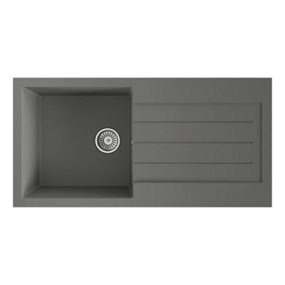 Flode Vanern 1.0 Bowl Comite Kitchen SinkInset With Drainer And Strainer Waste 1000mm X 500mm Matt Grey from B&Q