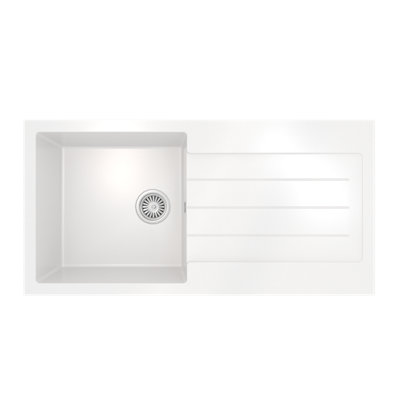 Flode Vanern 1.0 Bowl Comite Kitchen SinkInset With Drainer And Strainer Waste 1000mm X 500mm Matt White from B&Q
