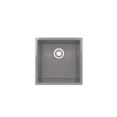 Flode Vanern 1.0 Bowl Comite Kitchen SinkInset Or Undermounted440mm X 440mm X 205mmStrainer Waste Supplied Gloss Grey Finish from B&Q