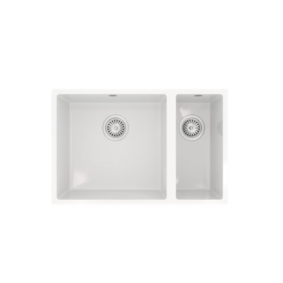Flode Vanern 1.5 Bowl Comite Kitchen Sink 670mm X 440mm Inset Or Undermounted Strainer Wastes Supplied Gloss White Finish from B&Q