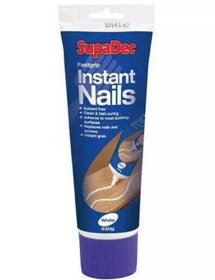 Supadec Fastgrip Instant Nails White330GSolvent-Free Strong Grab AdhesivePremium Adhesive For Diy & Gap Filling from B&Q