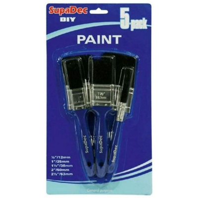 SUPADEC General Purpose Paint Brush, 5 Pcs Set - Diy Decorating Paint Brushes - Premium Brushes For Walls - Ceilings & Furniture