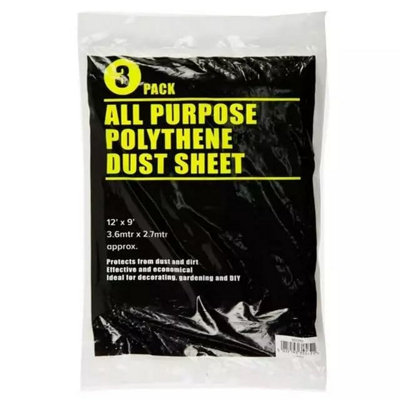 Supadec All Purpose Polythene Clear Dust Sheets3 PcsWaterproof Protective Sheets For DecoratingGardening & Diy12 X 9 Ft from B&Q