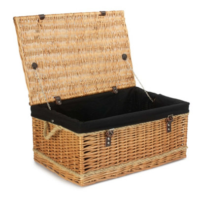 Red Hamper Red/Black Hamper Eh003b Rope Handled Picnic Basket With Lining 62Cm