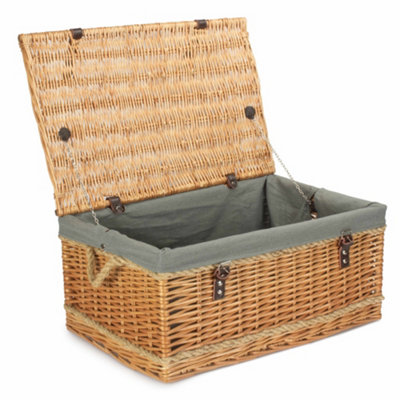 Red Hamper Red/Grey Hamper Eh003gry Rope Handled Picnic Basket With Lining 62Cm