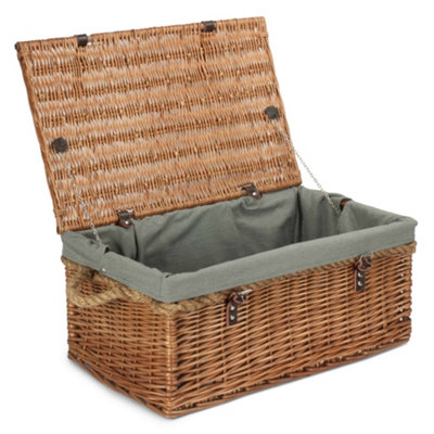 Hamper Eh052gry 61Cm Double Steamed Rope Handled Trunk With Lining Red/Grey