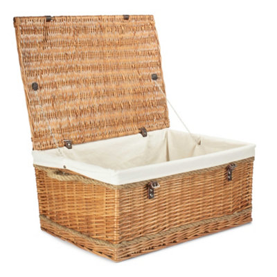 B&Q -  Eh183W 72Cm Double Steamed Rope Handled Wicker Trunk White Cotton Lining