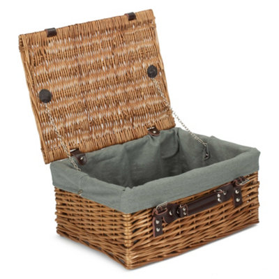 B&Q -  Eh004Gry 40Cm Double Steamed Hamper With Grey Sage Lining