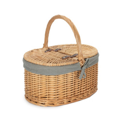 Hamper Eh017gry Buff Oval Picnic Basket With Sage Lining Red/Grey