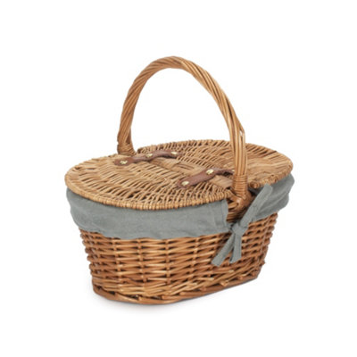 Hamper Eh103gry Childs Steamed Finish Oval Picnic Basket With Sage Lining Red/Light/Grey