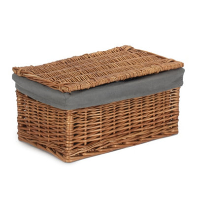 B&Q -  Eh128Gry Small Double Steamed Storage Hamper With Grey Sage Lining