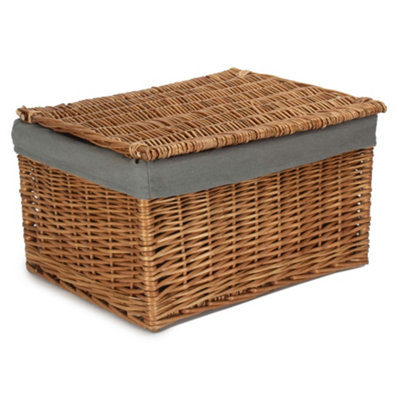 B&Q -  Eh130Gry Large Double Steamed Storage Hamper With Grey Sage Lining