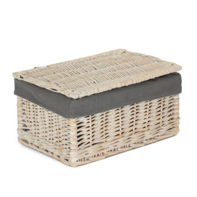 Red Hamper Eh131Gry Small White Wash Finish Storage Hamper With Grey Sage Lining from B&Q