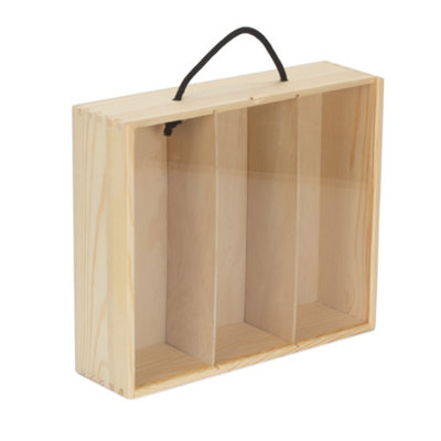 Red Hamper Wb092A 3 Bottle Pinewood Carry Case With Acrylic Lid from B&Q
