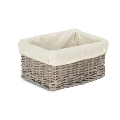 Red Hamper Red/Grey Hamper Pt176l Wicker Wash Lined Storage Tray Small