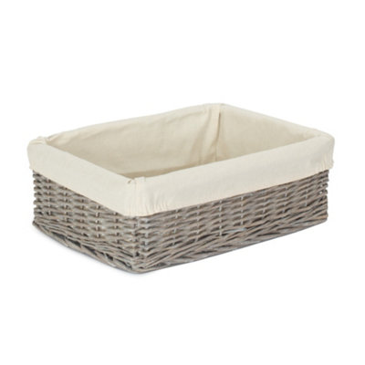 Hamper Pt177l Medium Wicker Wash Lined Storage Tray Red/Grey