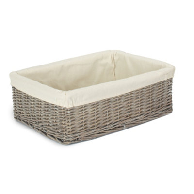 Red Hamper Red/Grey Hamper Pt178l Wicker Wash Lined Storage Tray Large