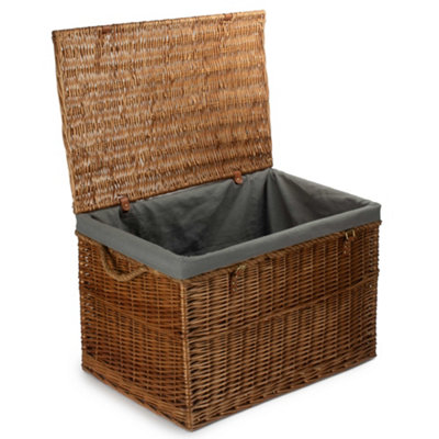 B&Q -  Eh094Grey Wicker Large Light Steamed Storage Hamper