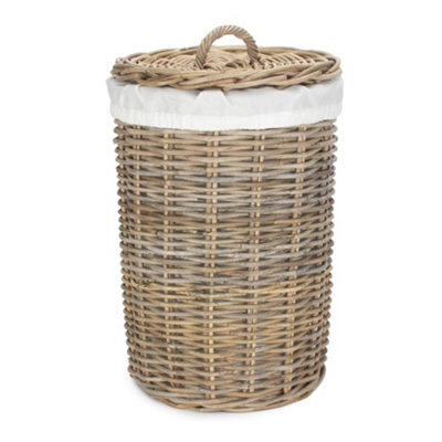 Red Hamper Ra048/1 Round Small Rattan Laundry Hamper Basket With White Lining from B&Q