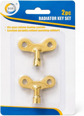  - 2 Piece Radiator Key Set  Universal Brass Radiator Bleed Keys For Central Heating Systems
