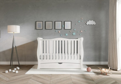 VICULII Gilbert Cot Bed White With Drawer