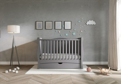 VICULII Gilbert Cot Bed Grey With Drawer