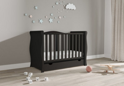 VICULII Willow Black Sleigh Mini Cot Bed With Drawer from B&Q