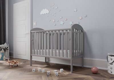 VICULII Lilibet Baby Cot Grey With Drop Side