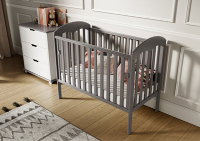 VICULII Lilibet Cot Grey With Drop Side And Mattress