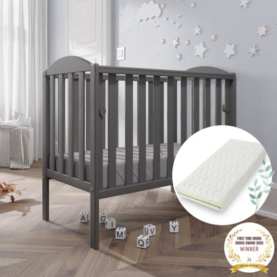 VICULII Waffi Space Saver Cot Grey With Bamboo Mattress from B&Q