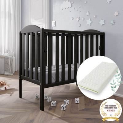 VICULII Waffi Space Saver Cot Black With Bamboo Mattress from B&Q