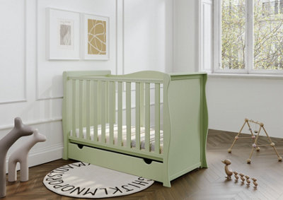 VICULII Willow Pistachio Sleigh Mini Cot Bed With Drawer from B&Q