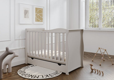 VICULII Willow Cashmere Sleigh Mini Cot Bed With Drawer from B&Q