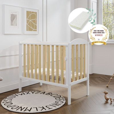VICULII Waffi Space Saver Cot White Natural With Bamboo Mattress from B&Q