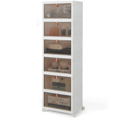 Sewing Online 6 Tier Stackable/foldable Plastic Storage Boxes With Lids On WheelsYn8806-6 from B&Q
