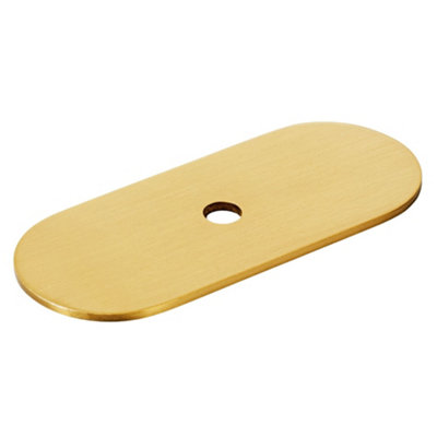 Plank Hardware Cohen Gold Effect Brass Pill Cabinet Knob Backplate from B&Q