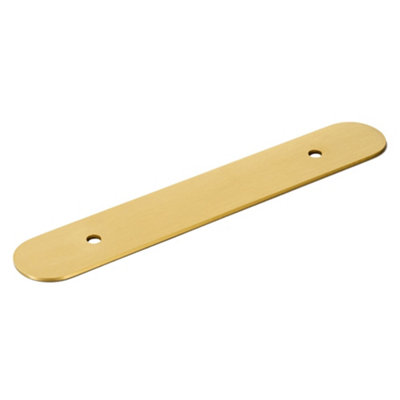 Plank Hardware Cohen Gold Effect Brass Rectangular Cabinet Handle Backplate from B&Q