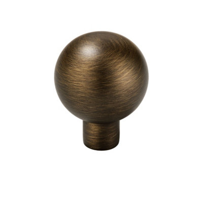 Plank Hardware Bobbin Satin Brass Antique Brass Effect Round Cabinet Knob (Dia)32mm from B&Q