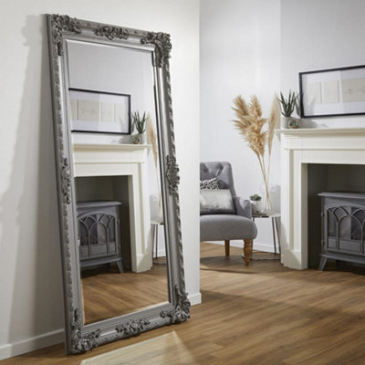 The Online Mirror Shop Leaner Mirror Grand Louis Rectangular Shape With Grey Frame- H 180Cmxw 90Cmxd 6.5Cm For Hanging In BedroomHallway from B&Q
