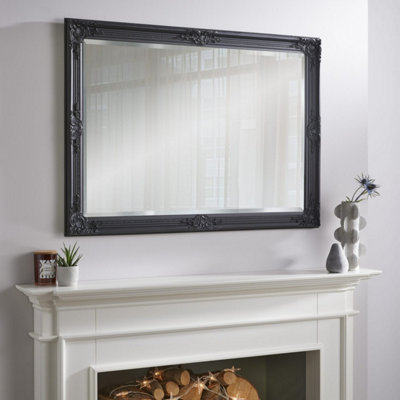 The Online Mirror Shop Wall Mirror Highbury Antique Rectangular Shape With Black FrameH 104Cm X W 74Cm X D 3.5Cm For Hanging In Any Living Area from B&Q