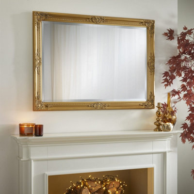 The Online Mirror Shop Wall Mirror Highbury Rectangular Shape With Antique Gold Frame- H 104Cm X W 74Cm X D 3.5Cm For Hanging In Any Living Area from B&Q