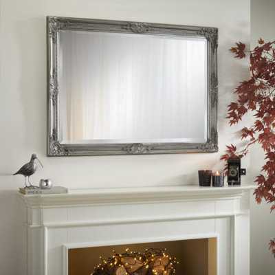 The Online Mirror Shop Wall Mirror Highbury Rectangular Shape With Antique Silver Frame- H 104Cm X W 74Cm X D 3.5Cm For Hanging In Any Living Area from B&Q