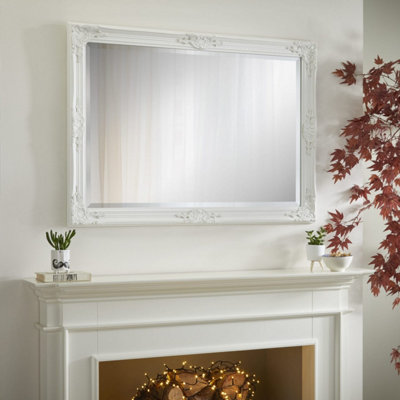 The Online Mirror Shop Wall Mirror Highbury Bevelled Edge Glass Rectangle Shape With Antique White Frame- H 104Cm X W 74Cm X D 3.5Cm from B&Q