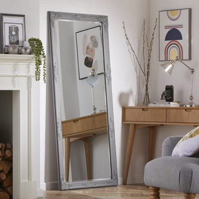 The Online Mirror Shop Leaner Mirror Highbury Rectangular Shape With Antique Grey Frame- H 165Cm X W 74Cm For Hanging In BedroomLiving Room from B&Q