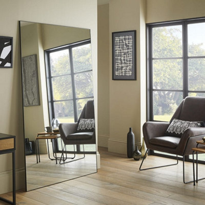The Online Mirror Shop Leaner Mirror Islington Rectangular Shape With Black Aluminum Frame- H 180Cm X W 110Cm For Hanging In BedroomEntryway Or Hallway from B&Q