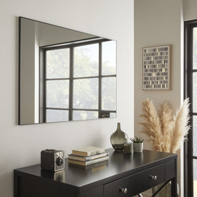 The Online Mirror Shop Wall Mirror Islington Handcrafted And Finished Rectangular Shape With Black Frame- H 90Cm X W 60Cm For Hanging In Bedroom from B&Q