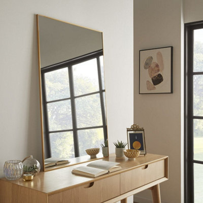 The Online Mirror Shop Wall Mirror Islington Handcrafted And Finished Rectangular Shape With Gold Aluminium FramedH 90Cm X W 60Cm For Hang In Bedroom from B&Q