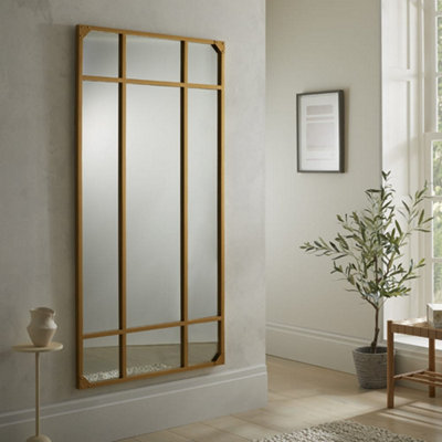 B&Q -  Wall Mirror Jersey Industrial Rectangular Shape With Full Length Gold Frame- H 160Cm X W 80Cm For Hanging In Entryway